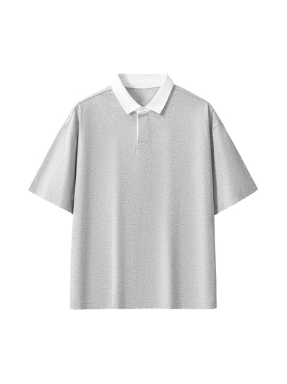 Humanist Oversized Polo Tee – Heather Grey
