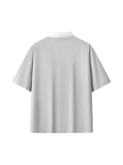 Humanist Oversized Polo Tee – Heather Grey