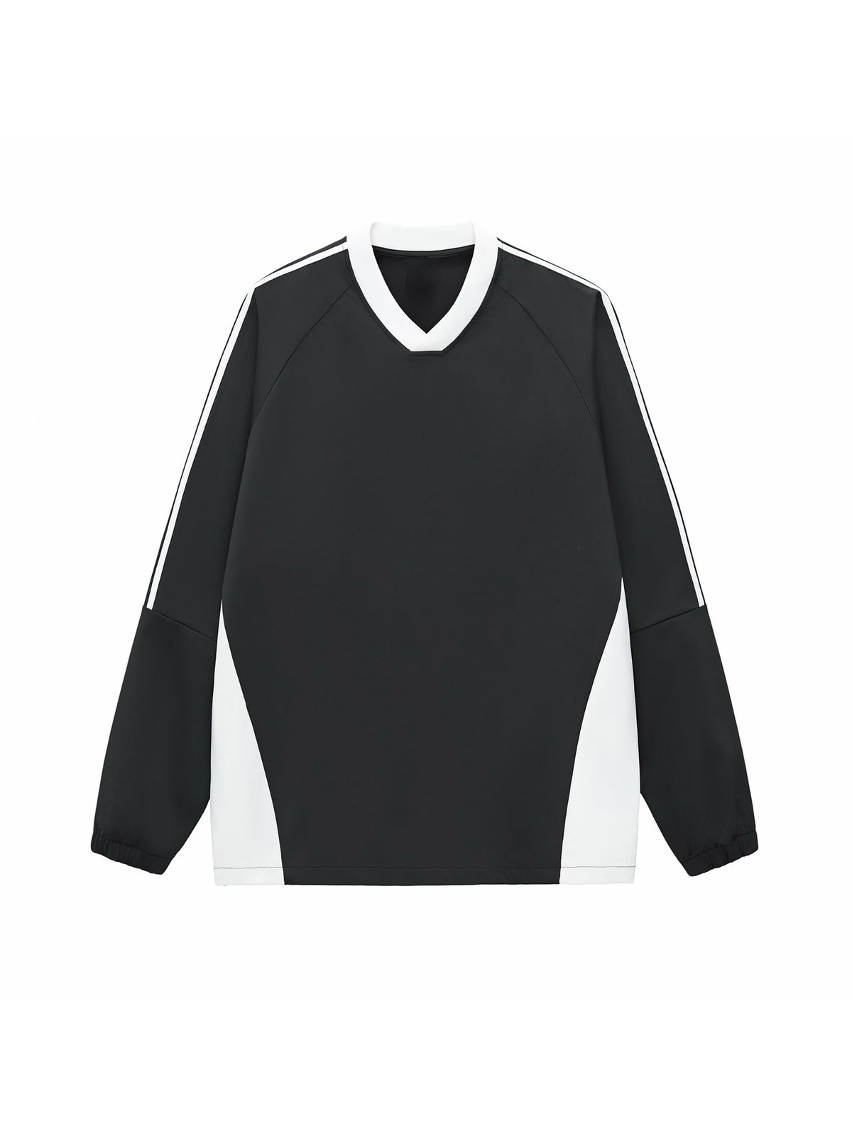Humanist Oversized V‑Neck Track Sweatshirt – Black