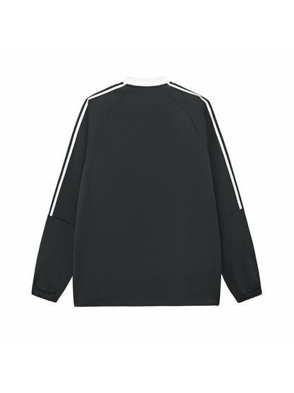 Humanist Oversized V‑Neck Track Sweatshirt – Black