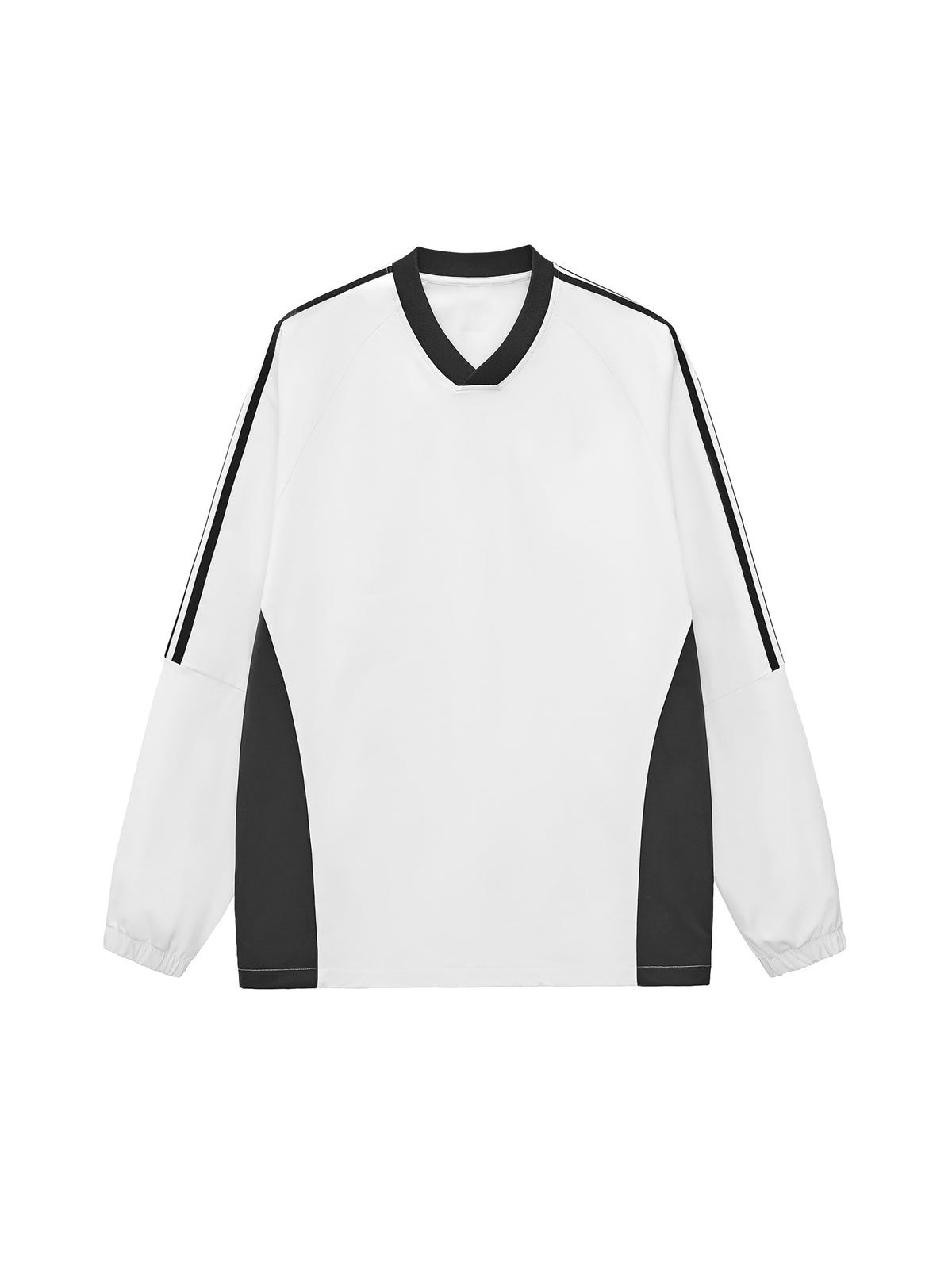 Humanist Oversized V‑Neck Track Sweatshirt – White