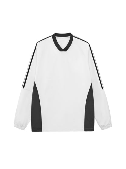 Humanist Oversized V‑Neck Track Sweatshirt – White